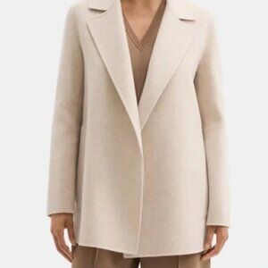 NWT Theory Sileena in Ivory New Divide Double-Face Wool-Cashmere Jacket P